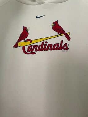 Nike White Cardinals Logo Hoodie with Red and Yellow Graphic